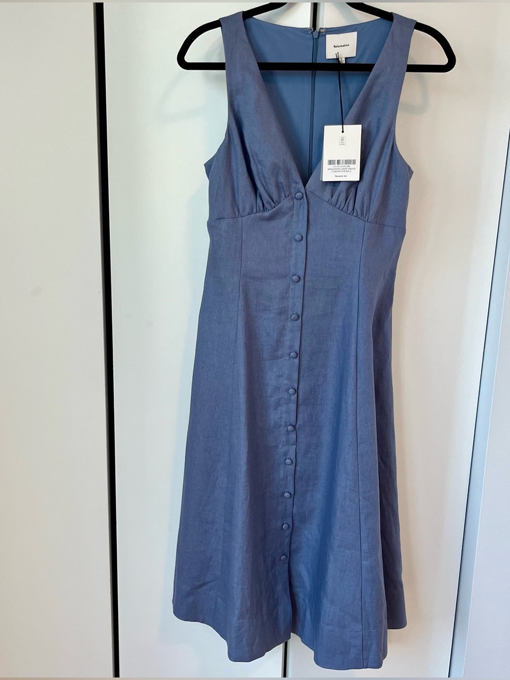 Reformation Sebastien Linen Midi Dress, Size 6, NWT